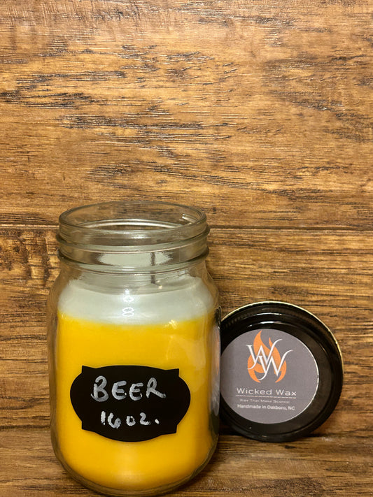 Beer Scented 16 oz Jar Natural Wick